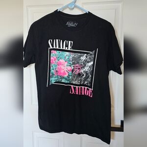 ✨ Popular Poison "Savage" Rose Graphic Tee - Black Medium ✨